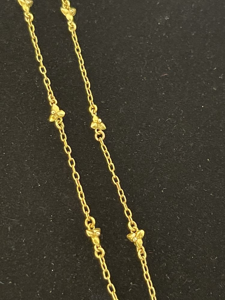 Arts and Crafts Natural Sapphire, Pink Topaz and Pearl Pendant Necklace