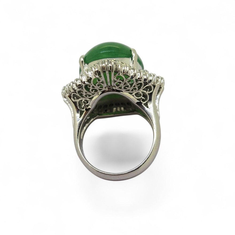 Certified 15cts Jadeite Jade and Diamond Cluster Ring in Platinum