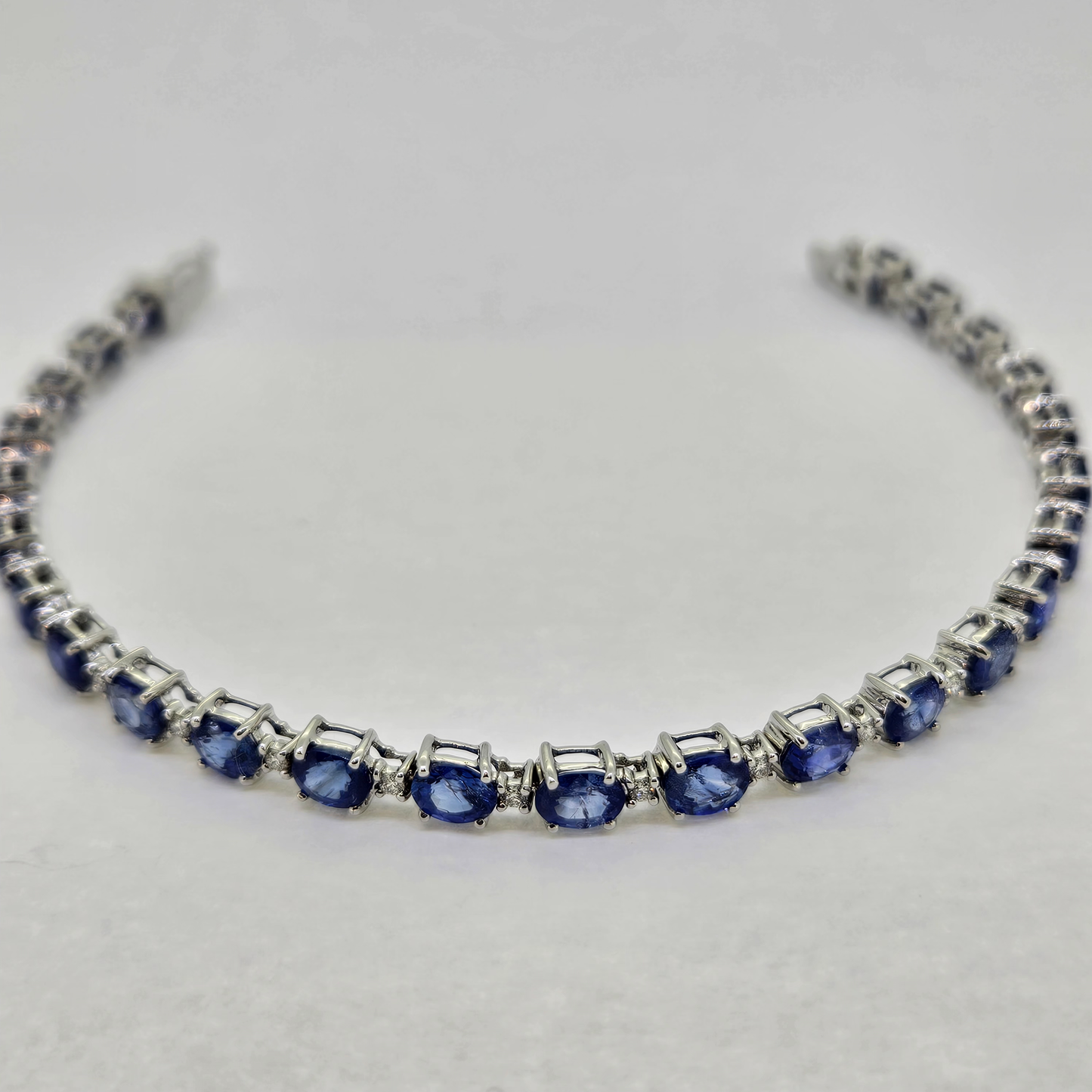 Oval Sapphire and Diamond Line Bracelet, 11.21 carats