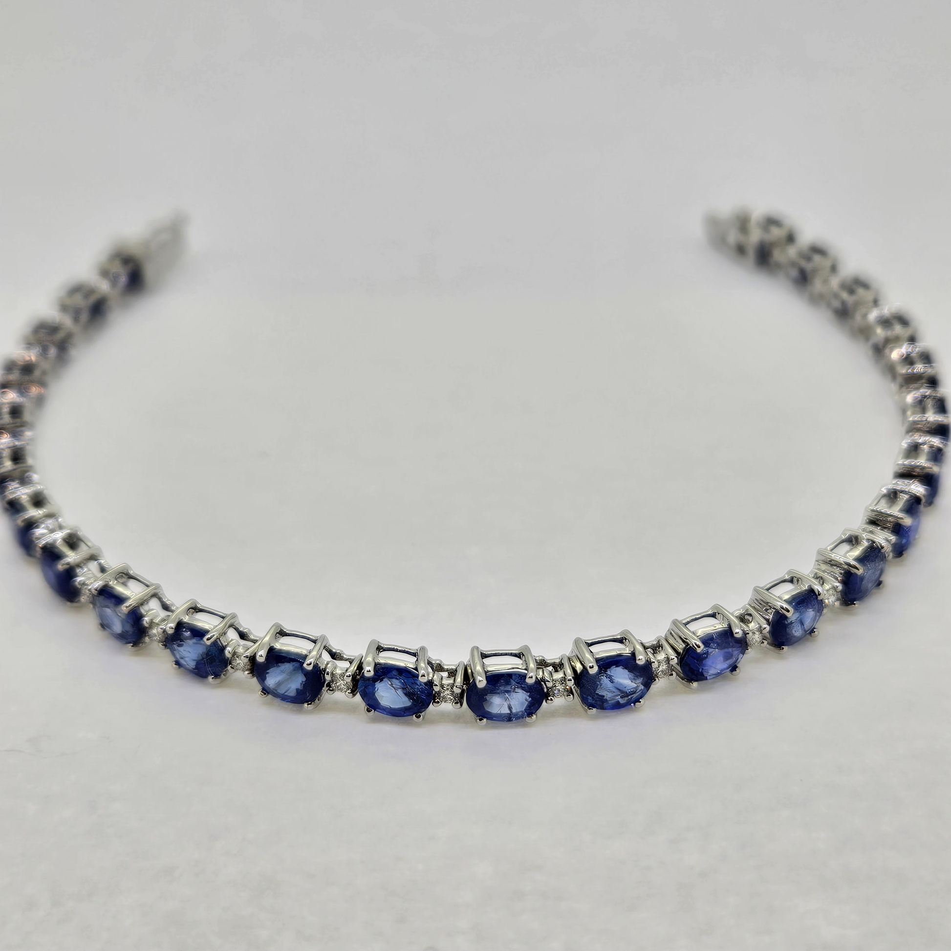 Oval Sapphire and Diamond Line Bracelet, 11.21 carats