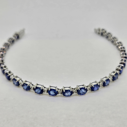 Oval Sapphire and Diamond Line Bracelet, 11.21 carats
