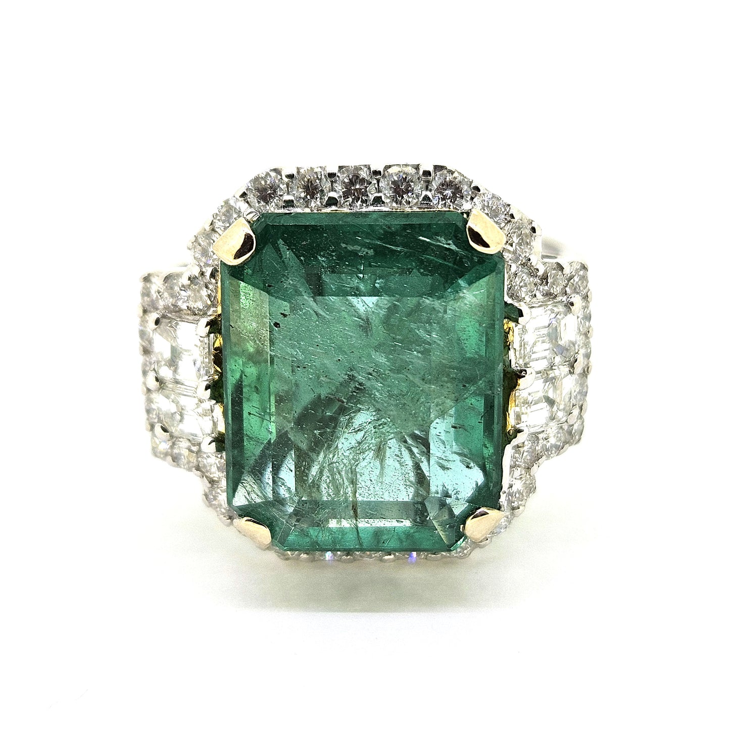 6.91ct Emerald and Diamond Cluster Dress Ring in 18ct Gold