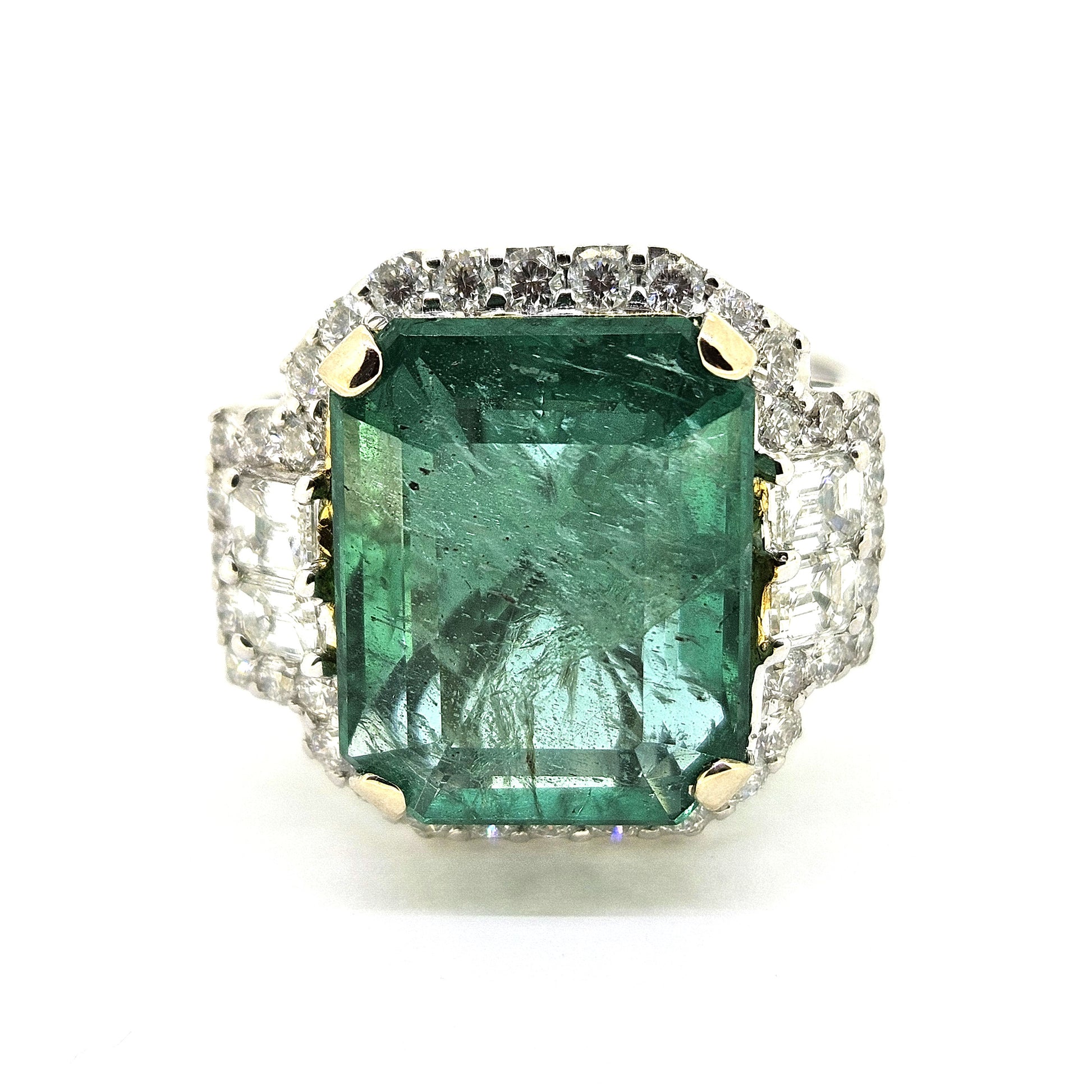 6.91ct Emerald and Diamond Cluster Dress Ring in 18ct Gold