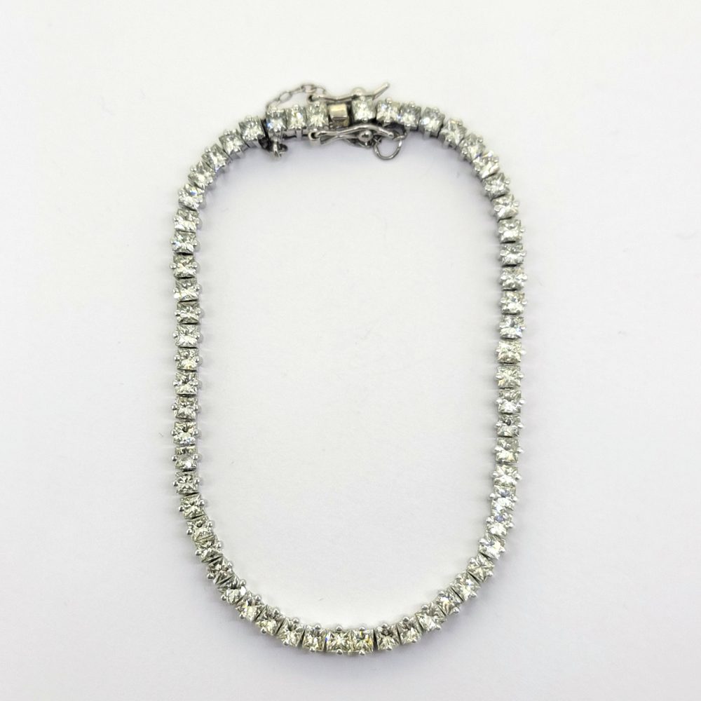 Princess Cut Diamond Line Tennis Bracelet, 8.18 carats of sparkling square princess-cut diamonds in 18ct white gold