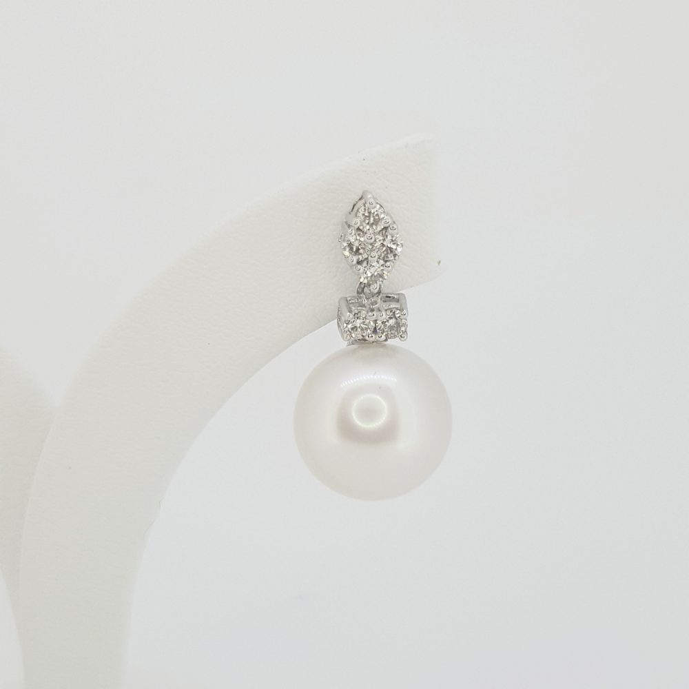 Pearl and Diamond Drop Earrings