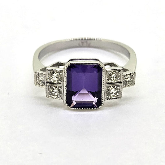 1.50ct Amethyst and Diamond Ring in Platinum