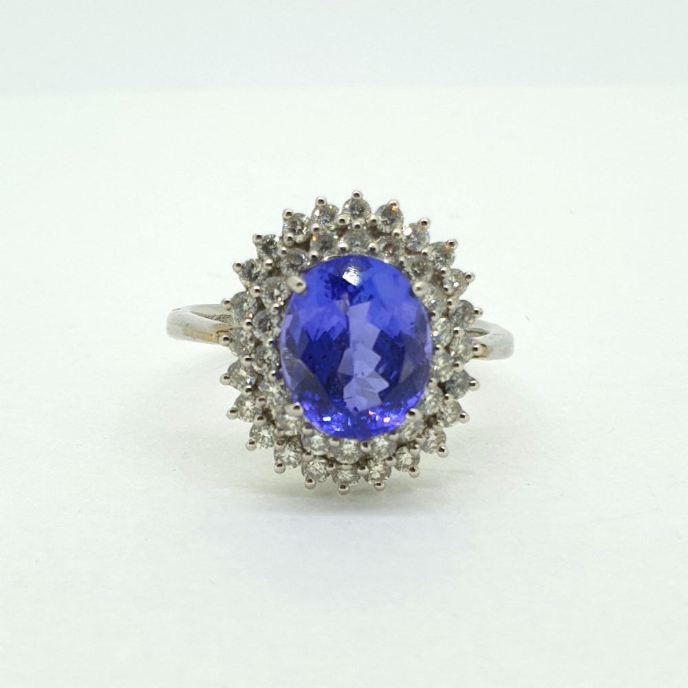 5.60ct Tanzanite and Diamond Cluster Ring
