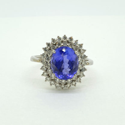 5.60ct Tanzanite and Diamond Cluster Ring