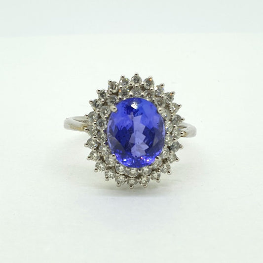 5.60ct Tanzanite and Diamond Cluster Ring
