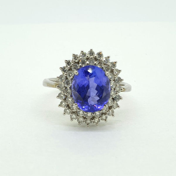 5.60ct Tanzanite and Diamond Cluster Ring