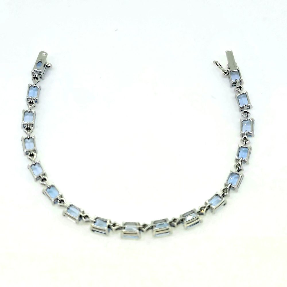 13.34ct Emerald Cut Aquamarine and Diamond Line Bracelet
