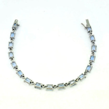 13.34ct Emerald Cut Aquamarine and Diamond Line Bracelet