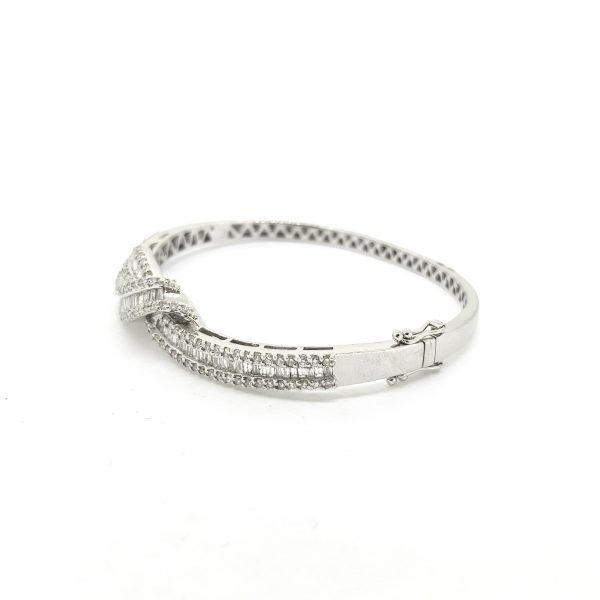 Diamond Crossover Twist Bangle Bracelet, 2.70 carat total
