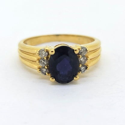 Oval Sapphire and Diamond Ring in 18ct Yellow Gold