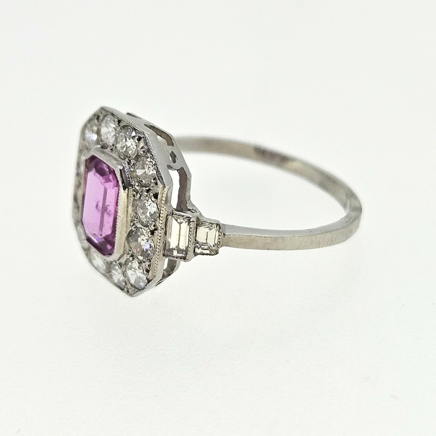Pink Sapphire and Diamond Cluster Ring Ps1.00 D.75