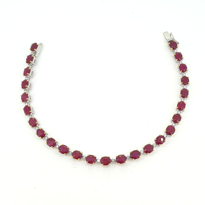 Modern 11.47ct Ruby and Diamond Line Tennis Bracelet
