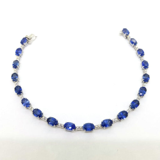 11.78ct Oval Sapphire and Diamond Line Bracelet