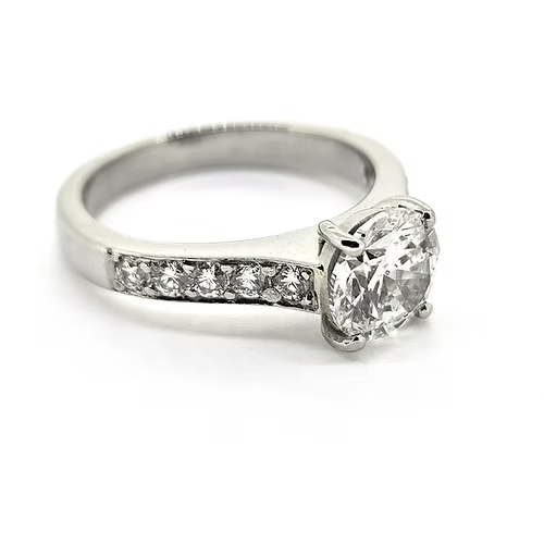 1.53ct Diamond Solitaire Engagement Ring with Diamond Shoulders