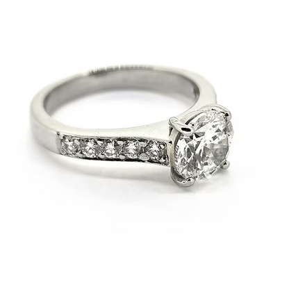 1.53ct Diamond Solitaire Engagement Ring with Diamond Shoulders