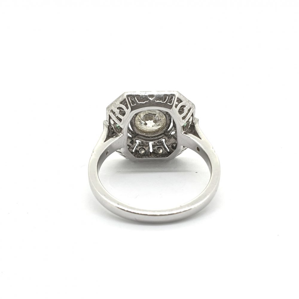 Vintage Emerald and Diamond Cluster Dress Ring