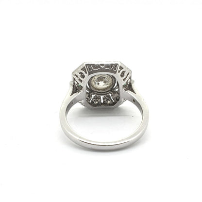 Vintage Emerald and Diamond Cluster Dress Ring