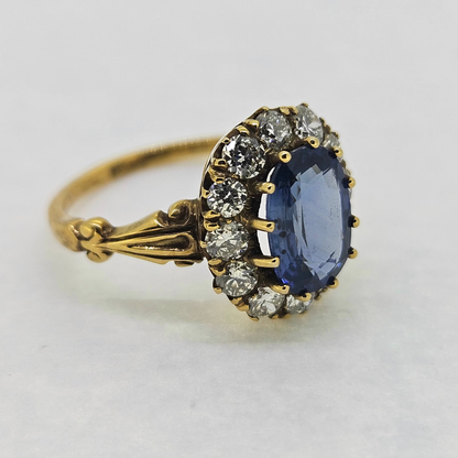 Sapphire and Diamond Cluster Engagement Ring S2.10 D.90 18ct