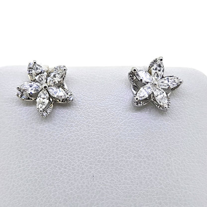 0.95ct Diamond Flower Cluster Stud Earrings with Removeable Jackets