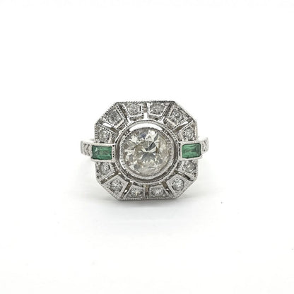 Vintage Emerald and Diamond Cluster Dress Ring