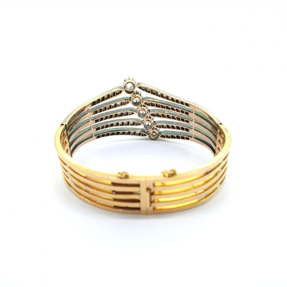 Antique French Old Cut Diamond Bangle Bracelet