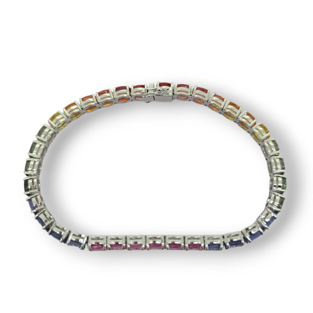 Multi Fancy Colour Rainbow Sapphire Line Bracelet, 16.10 carats