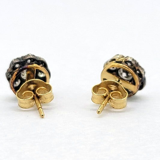 1.20ct Old Cut Diamond Cluster Stud Earrings
