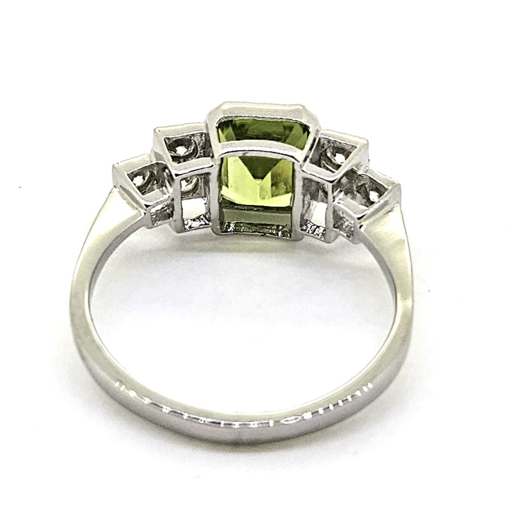 1.65ct Peridot and Diamond Engagement Ring in Platinum