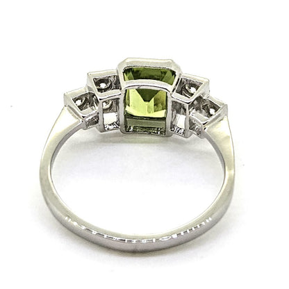 1.65ct Peridot and Diamond Engagement Ring in Platinum