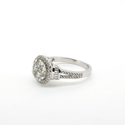 Contemporary Diamond Cluster Engagement Ring, 1.13 carats