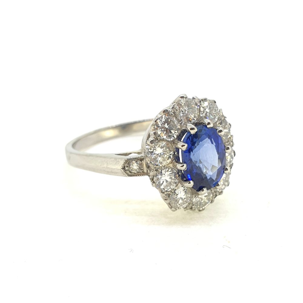 1.50ct Sapphire and Diamond Oval Cluster Ring