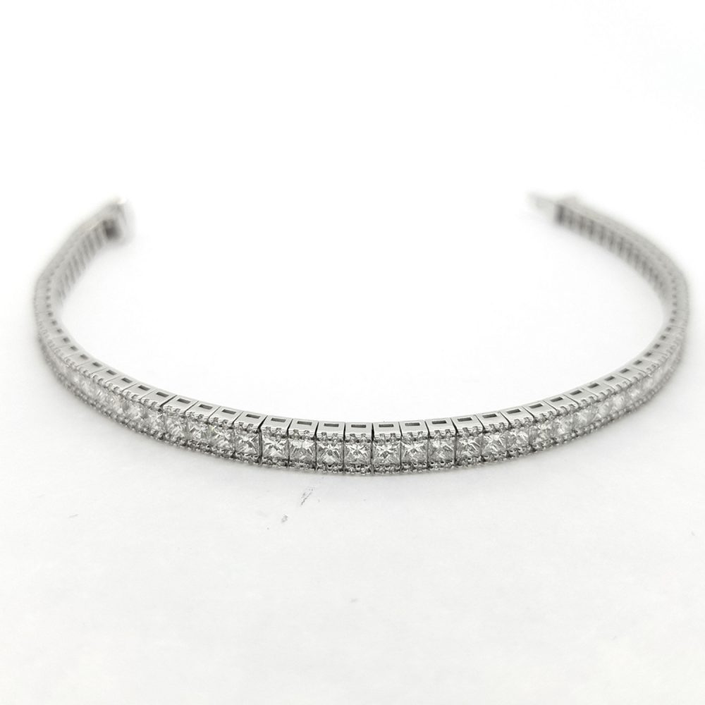Princess Cut Diamond Line Bracelet, 6.34 carat total