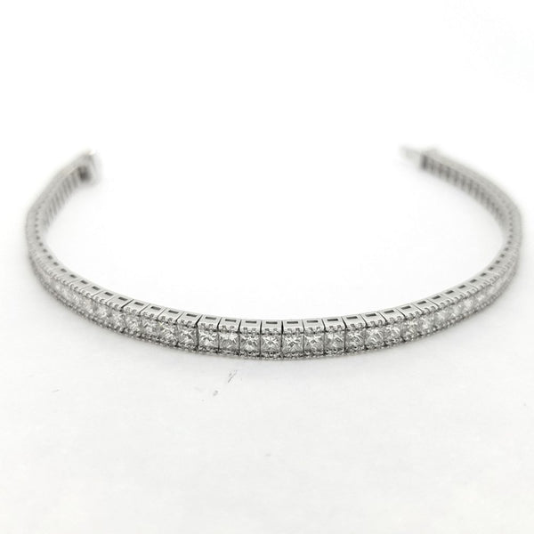 Princess Cut Diamond Line Bracelet, 6.34 carat total