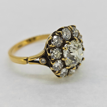 Antique Old Cut Diamond Cluster Ring, 3.24 carat total