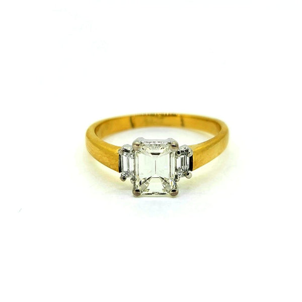 1.02ct Emerald Cut Diamond Engagement Ring with Baguette Sides