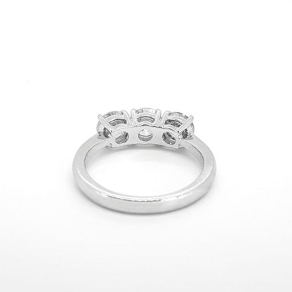 Diamond three stone ring in 18ct white gold, 2.25 carat total
