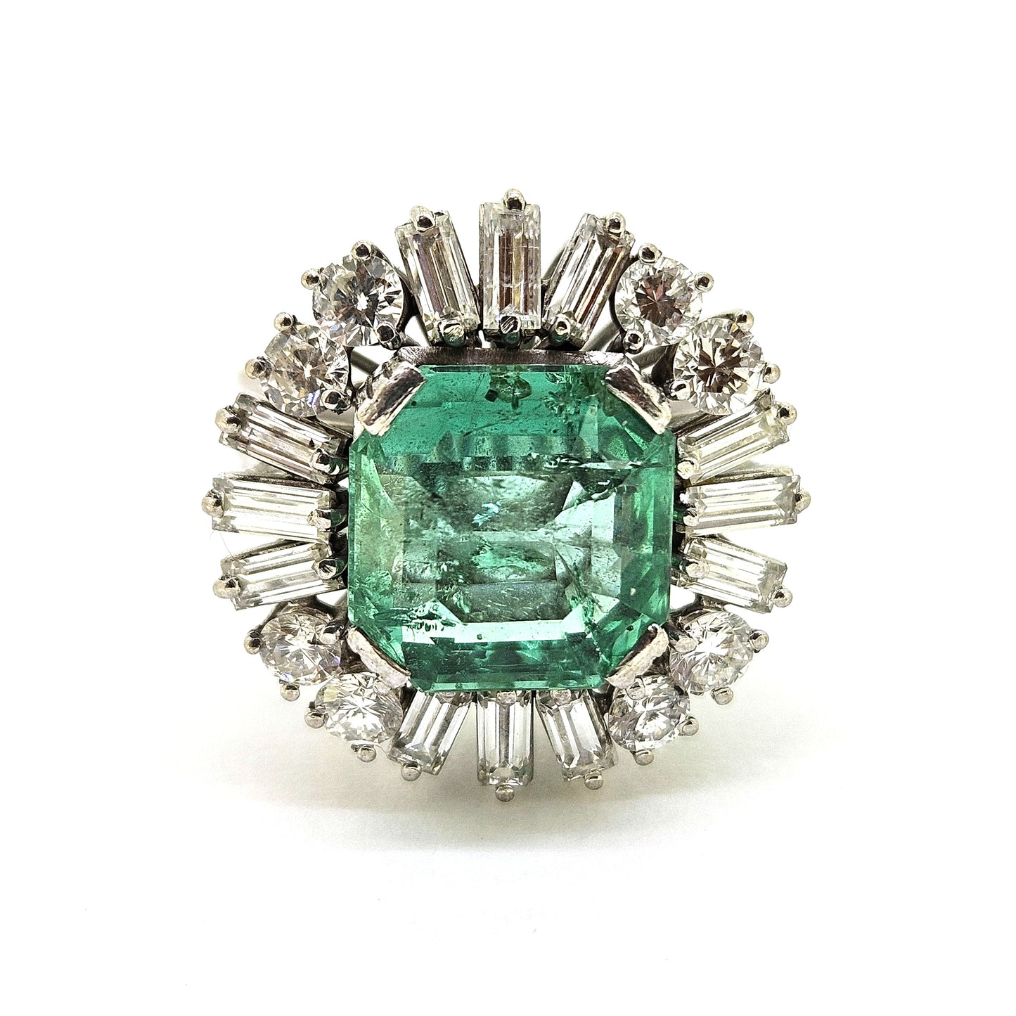Columbian Emerald and Diamond Cluster Ring.