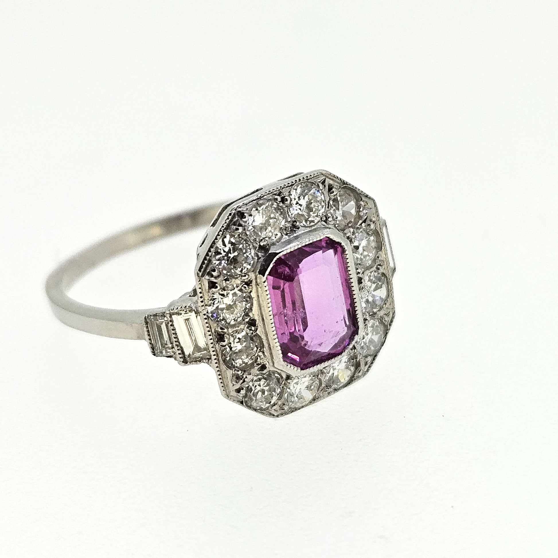 Pink Sapphire and Diamond Cluster Ring Ps1.00 D.75