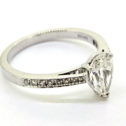 1ct Pear Cut Diamond Solitaire Engagement Ring, G/H Colour
