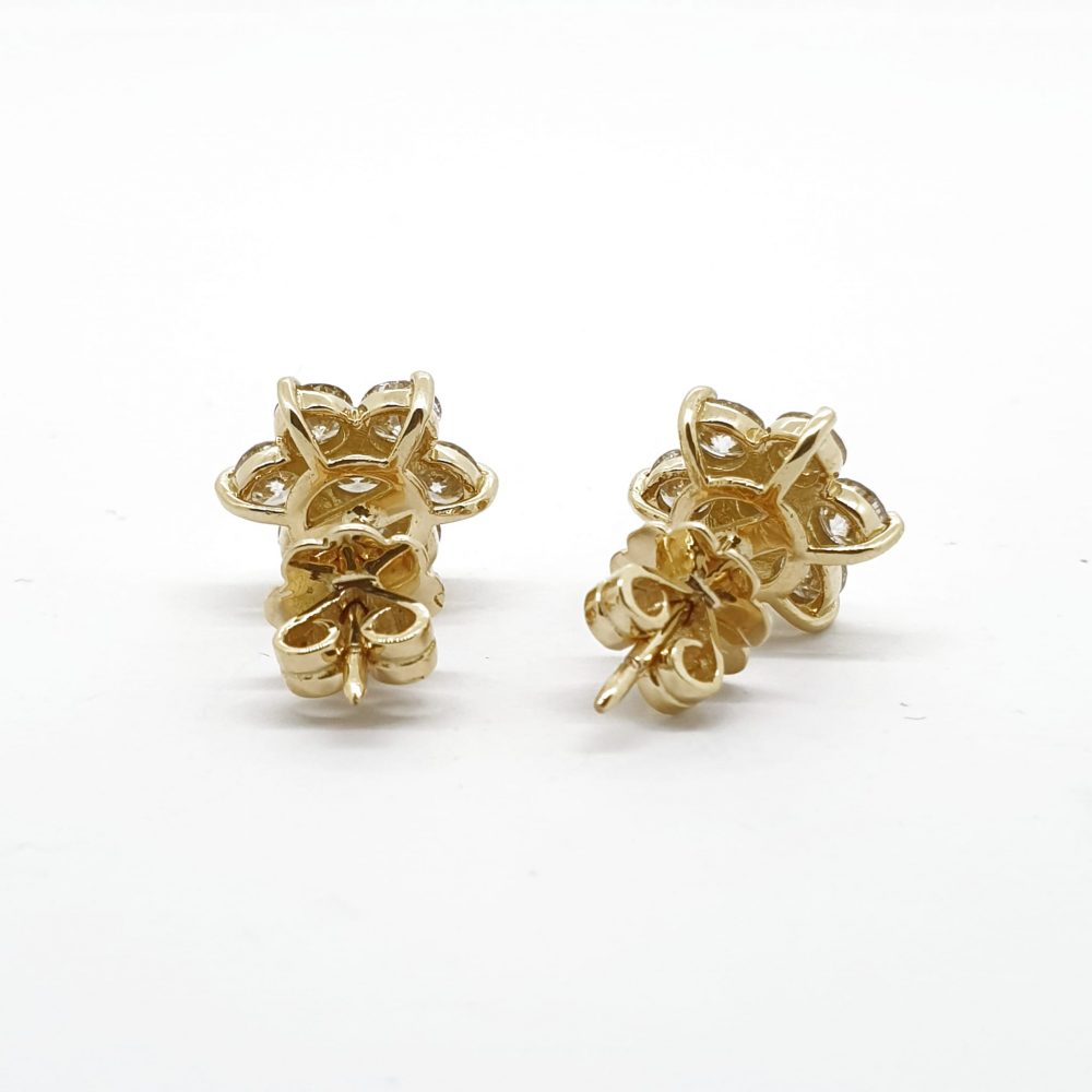 Diamond Flower Cluster Stud Earrings, 2.16 carats