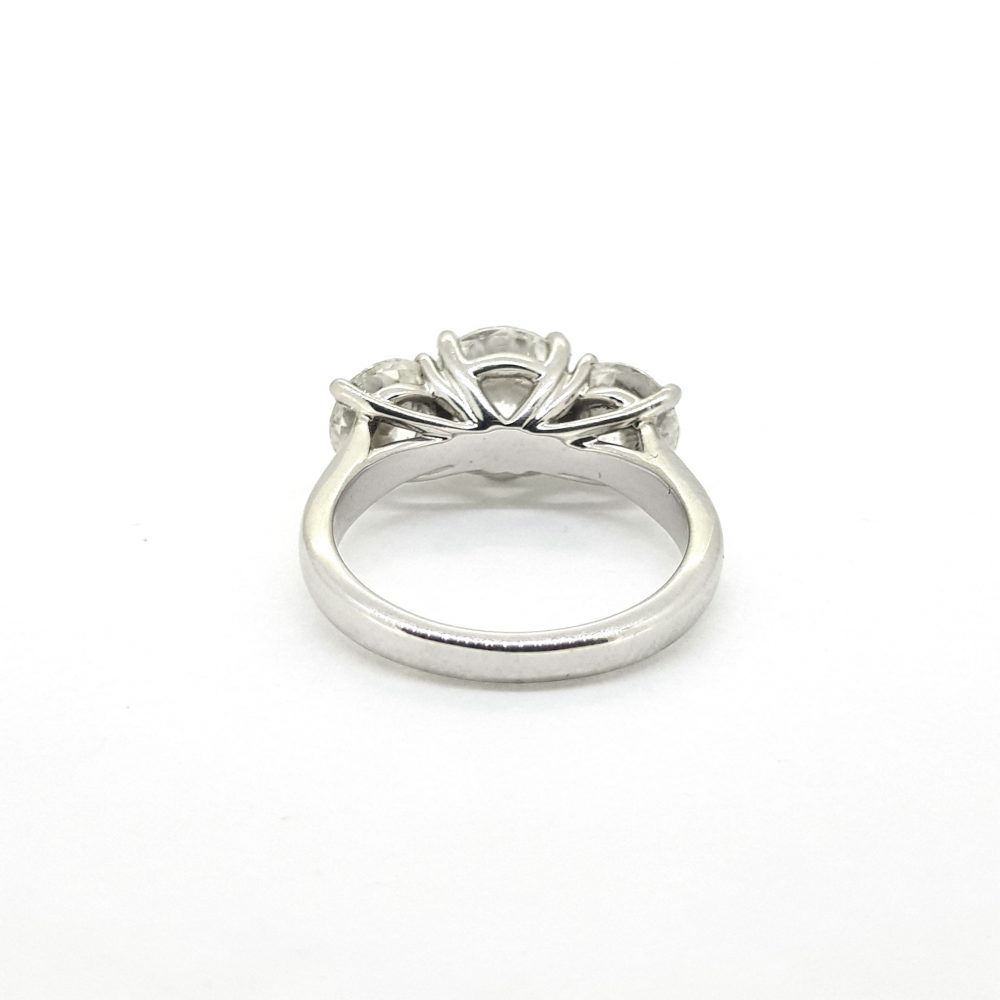 Three Stone Diamond Ring in Platinum, 4.50 carat total
