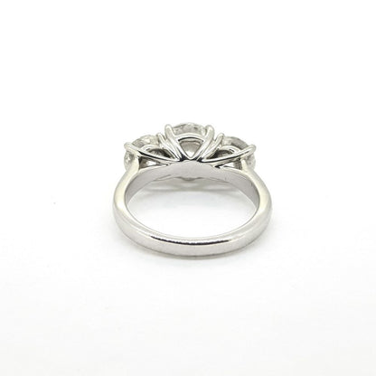 Three Stone Diamond Ring in Platinum, 4.50 carat total