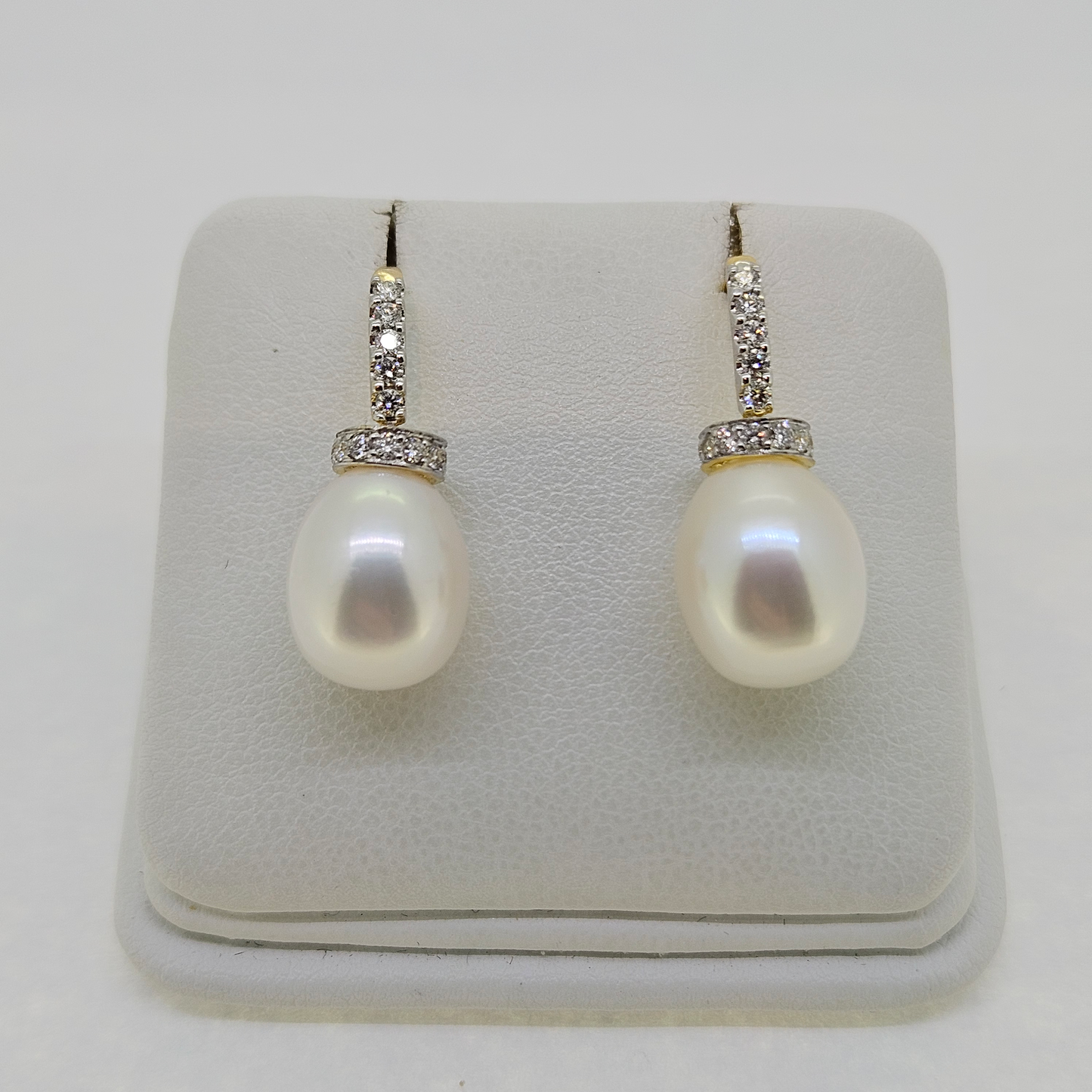 Freshwater Pearl and Diamond Drop Earrings