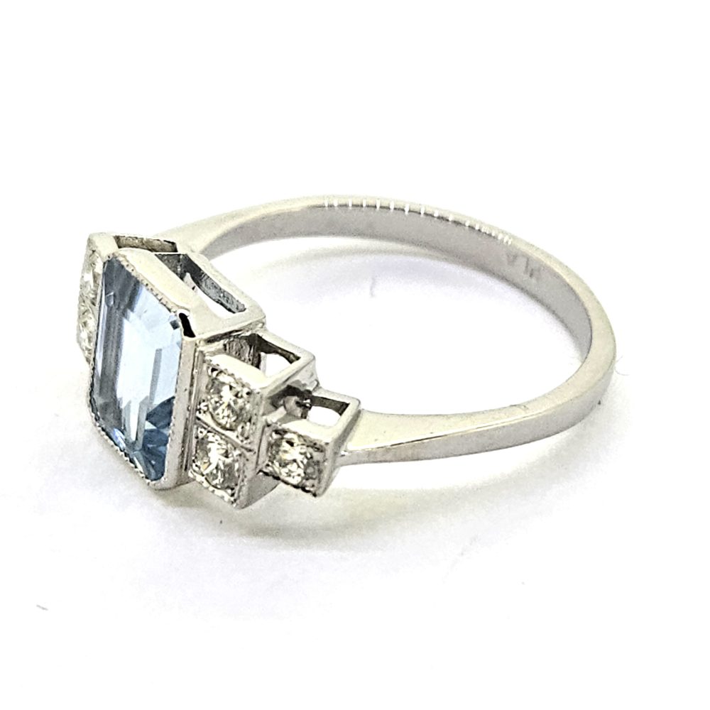 1.50ct Aquamarine and Diamond Engagement Ring in Platinum