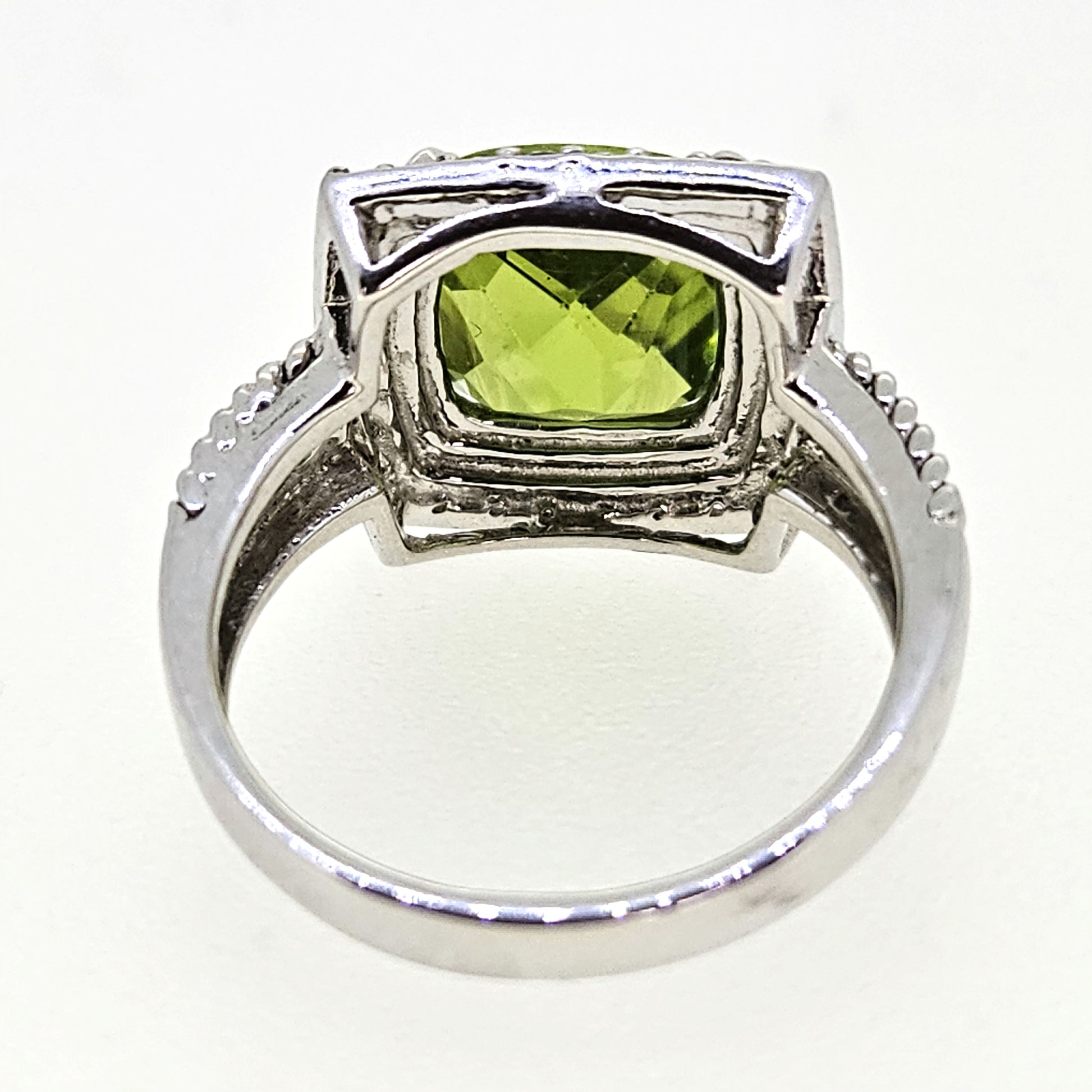 4.21ct Peridot and Diamond Cluster Dress Ring