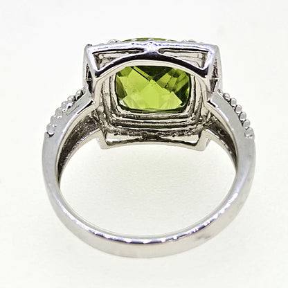 4.21ct Peridot and Diamond Cluster Dress Ring